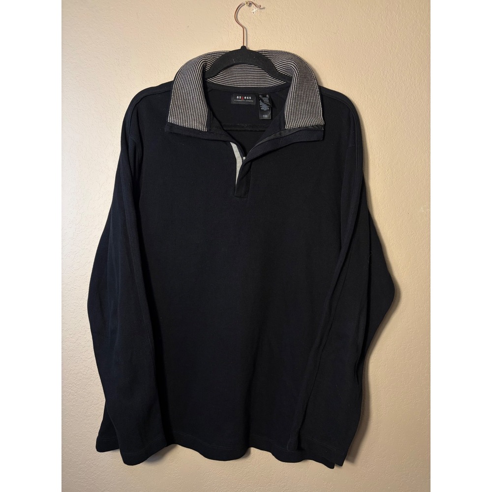 Axcess Claiborne Mens XL Black Quarter Zip Pullover Sweater Long Sleeve Textured